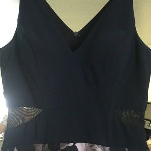 Xscape Navy and Light Lavender Floor Length Gown